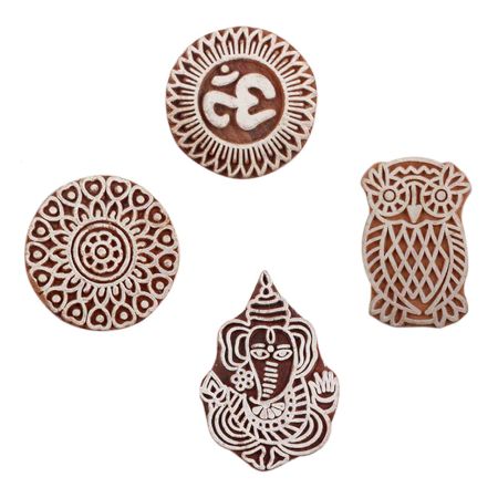 Set of 4 Piece New Mix Wooden Printing Block